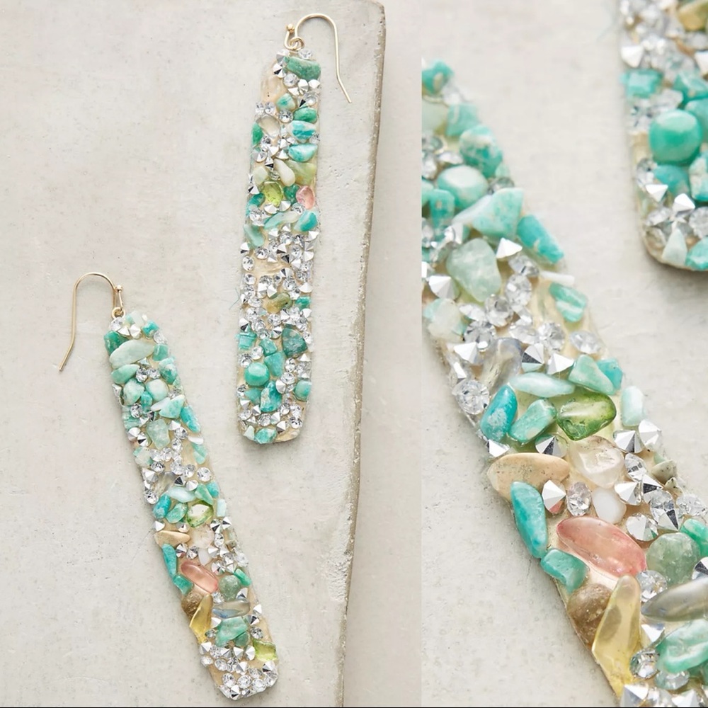 Anthropologie turquoise rectangular drop earrings